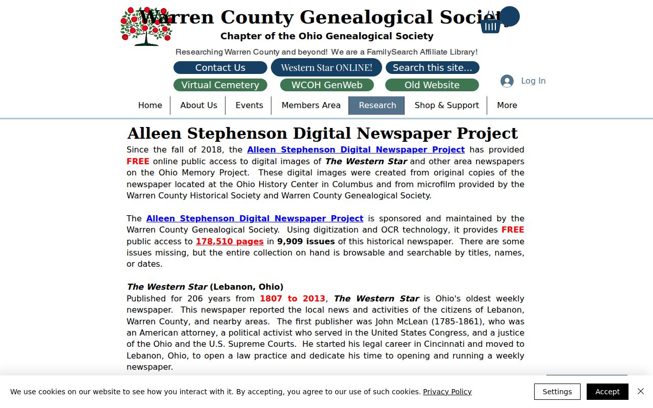 Clearcreek Township city directory research through the WCGS Western Star project