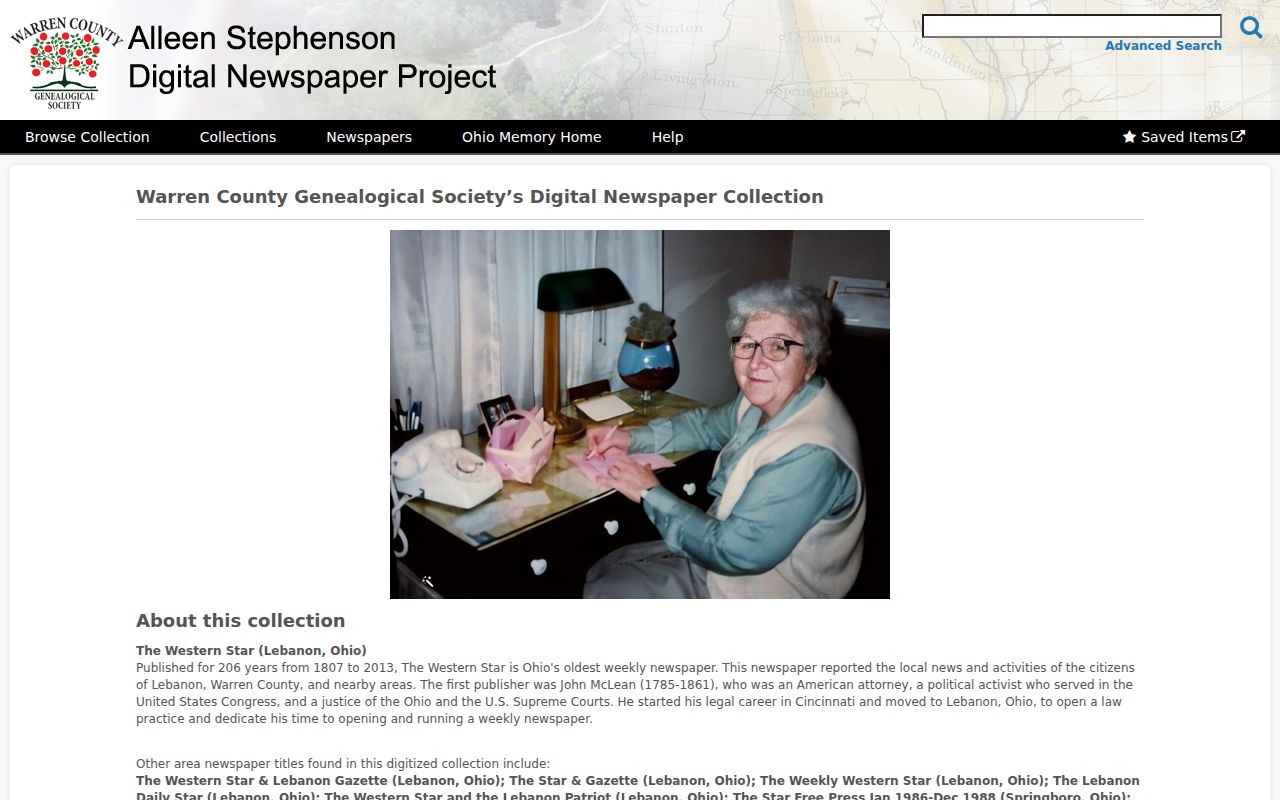 Clearcreek Township city directory companion search in the Ohio Memory Western Star collection