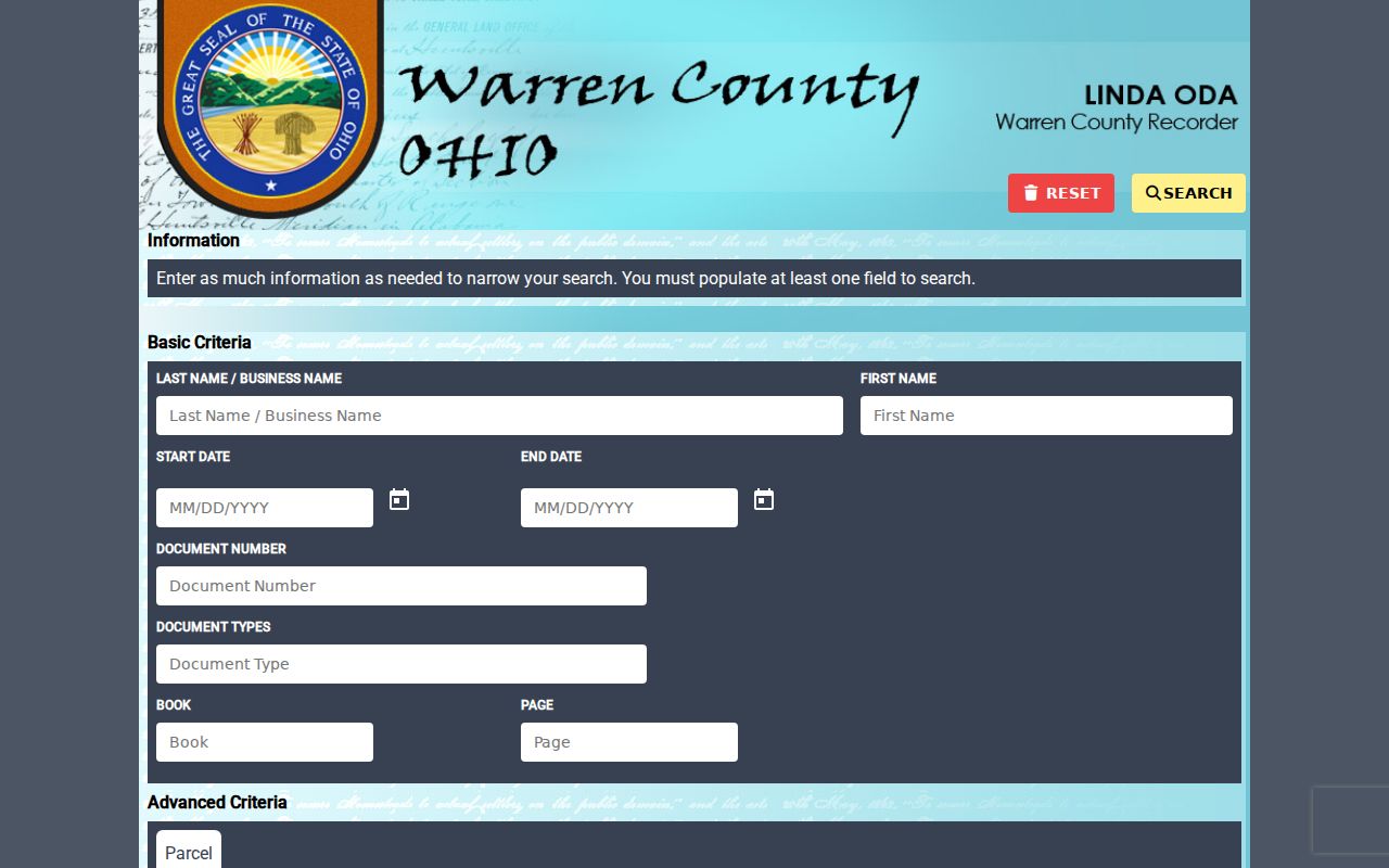Clearcreek Township street directory Recorder AVA deed search