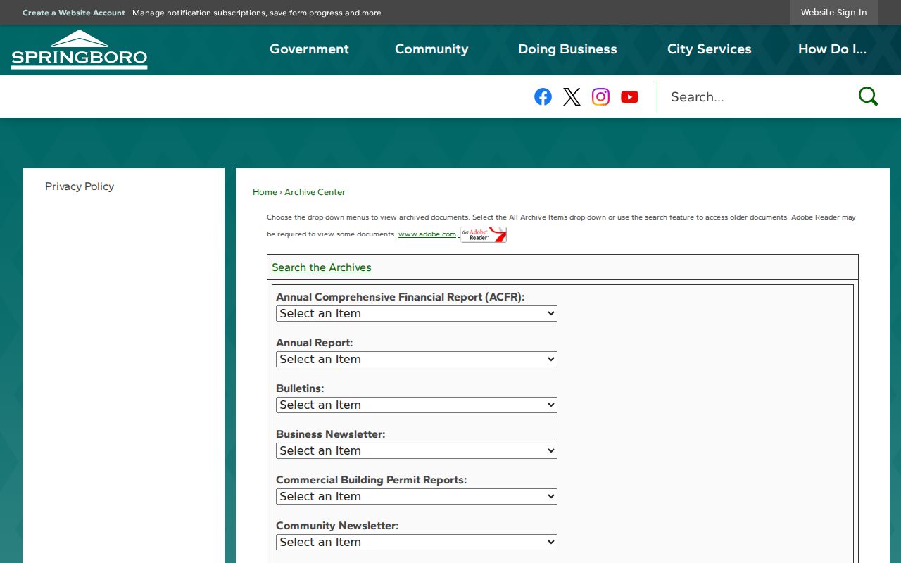 Clearcreek Township street directory Springboro permit archive filters